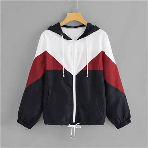 Athleisure Color Block Drawstring Zip Up Hoodie Jacket 2018 Fashion Multicolor Women Autumn