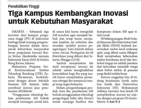 Tiga Kampus Kembangkan Inovasi Untuk Kebutuhan Masyarakat Koran Humas