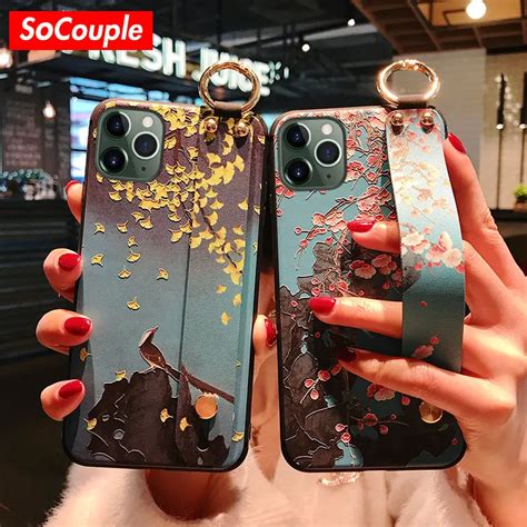 Socouple Funda De Tpu Suave Con Correa Para La Muñeca Carcasa Con Soporte Para Iphone 7 8 Plus