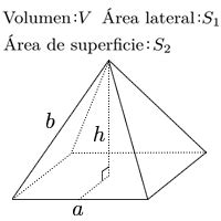 Pirámide cuadrangular regular base e hipotenusa Cálculo de volumen