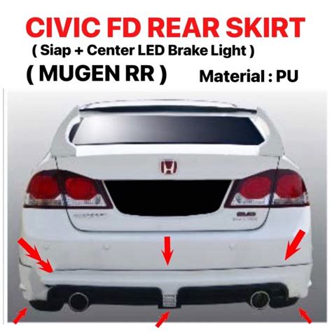 Honda Civic Fd Mugen Rr Rear Skiet Center Led Light Material Pu