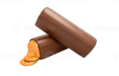 Chocolate Bar With Sweet Caramel Melting Chocolate Bar Broken With