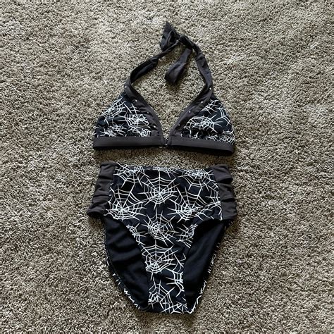 Hot Topic Spider Webbed Bikini Size Small Depop