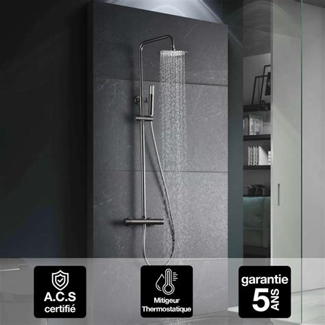 Colonne De Douche Thermostatique Imex Noir Gun M Tal Pvd Cartouche