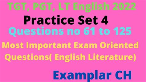 Tgt Pgt Lt English Practice Set Important Mcqs On