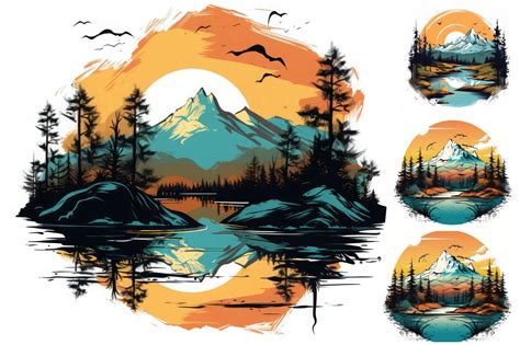 Landscapes Line Art Painting Graphic By Background Graphics