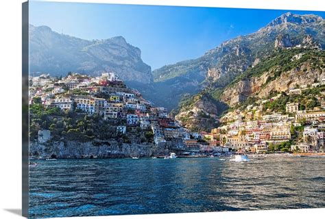 Coastal View of Positano from The Sea, Amalfi Coast, Campania, Italy ...