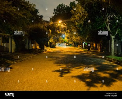 South Africa, Gauteng, Johannesburg, Alley in Johannesburg by night, at ...