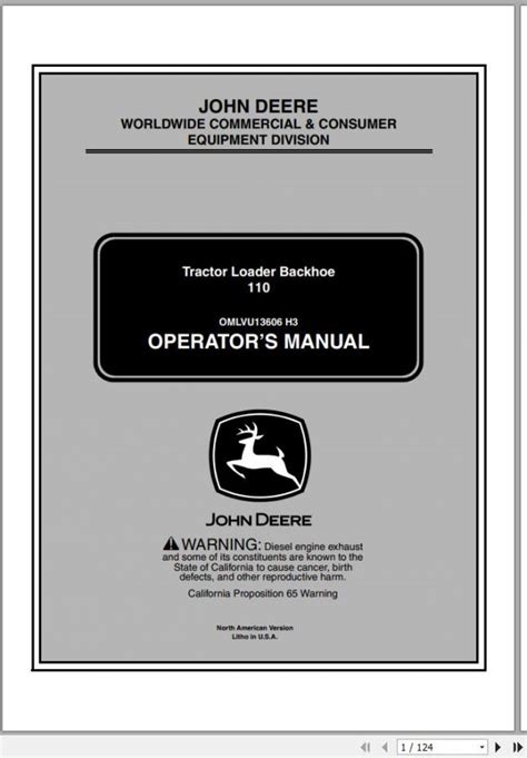 John Deere Tractor Loader Backhoe Sn Operator S Manual