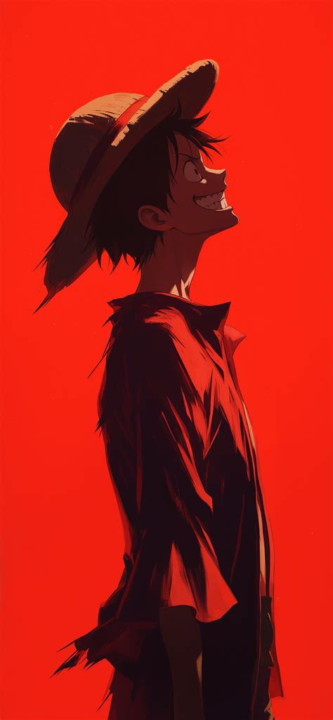 Luffy Smile Red Minimalist One Piece Wallpapers - Anime Wallpaper