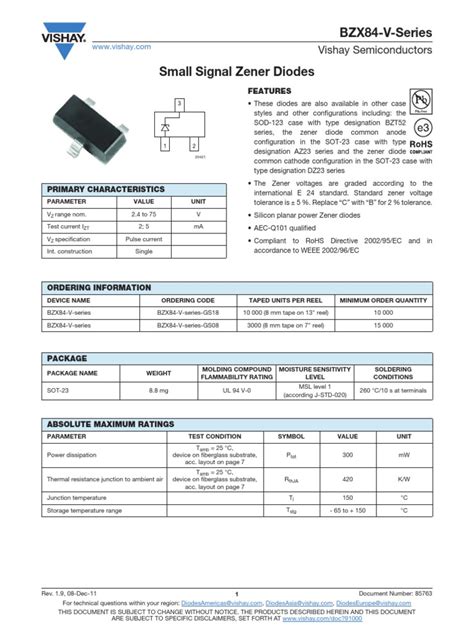 Datasheet Diodo Zener Diode Electricity