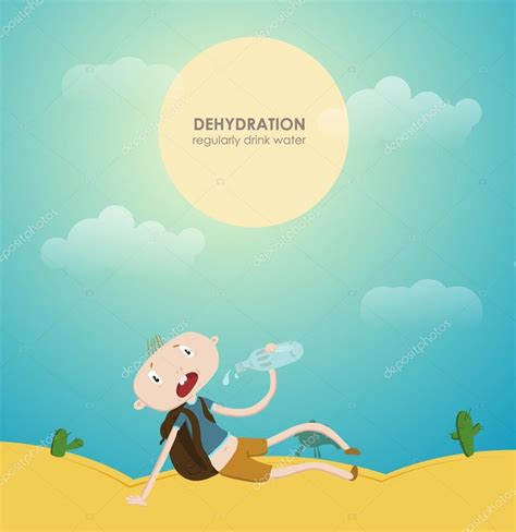 Man With Dehydration In The Desert Stock Vector By Klemiona