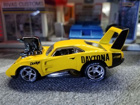 Custom Hot Wheels Dodge Charger Daytona TOONED Yellow Treasure Hunt Series Custom Wheel Swap