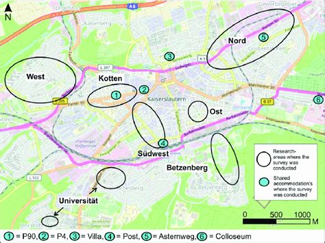 1. Study areas in Kaiserslautern, Rhineland-Palatinate, Germany. Map ...