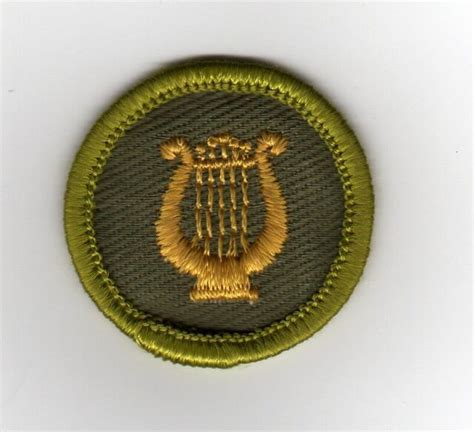 Music Merit Badge Type F Rolled Edge Khaki Twill 1961 68 Mint Ebay