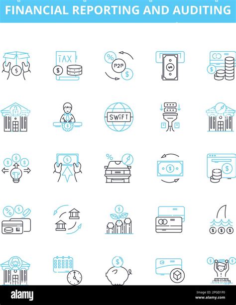 Financial Reporting And Auditing Vector Line Icons Set Auditing