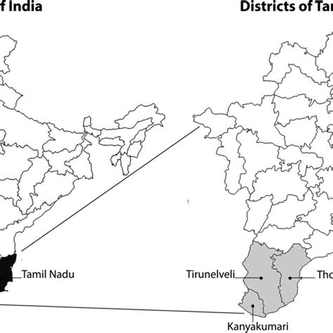 Map Of The States Of India Showing The Location Of Tamil Nadu And Map