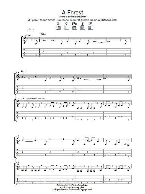 A Forest By The Cure Sheet Music For Guitar Tab At Sheet Music Direct