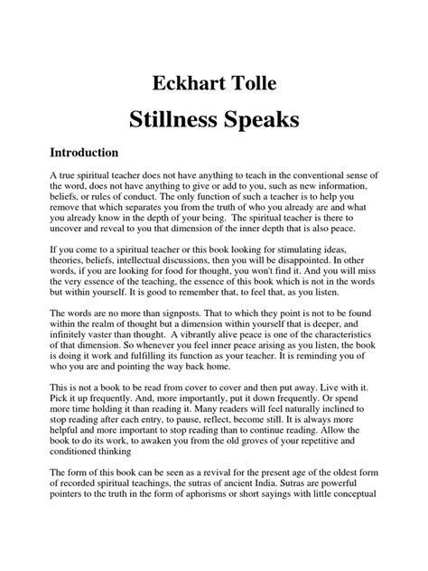 Eckhart Tolle - Stillness Speaks (2003, New World Library) | PDF ...