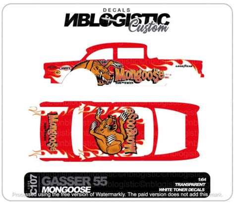 Chevy Gasser Universal Waterslide Decal For Hot Wheels Scale