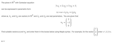 Solved The Plane In R3 With Cartesian Equation 3 X1 2 X2 Chegg