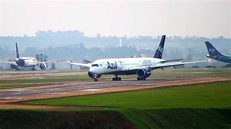 Gigante AviÃo Da Azul Decolou Para Fazer Voo Teste Em Campinas Viracopos Airbus A350 900 Pr