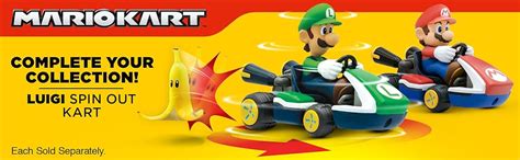 Super Mario Spin Out Mariokart Luigi Racer Vehicle With Spins Wind