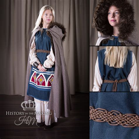 Viking Women's costume- Winter clothing-Fur trimmed cloak - History in ...