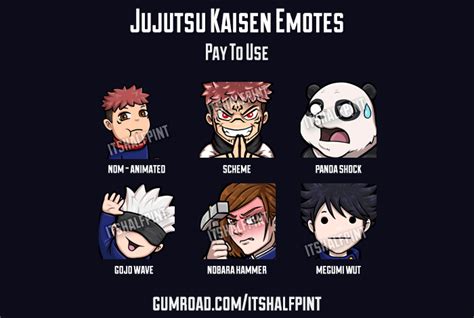 Jujutsu Kaisen Twitch Discord Emotes Animated Emotes