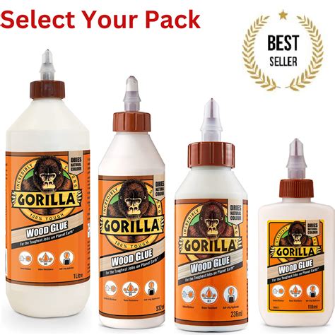 Gorilla Wood Glue 1 Litre 236ml 532ml 118ml 1l Adhesive Carpentry Strong 5044360 Ebay