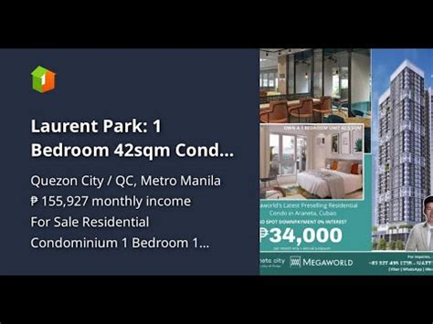 Laurent Park 1 Bedroom 42sqm Condo For Sale In Araneta City Cubao