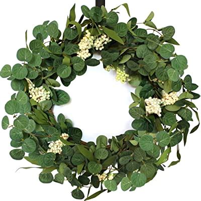 Weldomcor Green Eucalyptus Wreath For Front Door 20 Inch Artificial