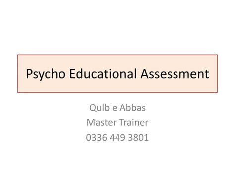 Psycho Educational Assessmentpptx Free Download