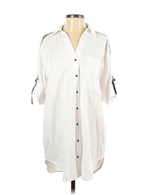 Zara Ivory Long Sleeve Button Down Shirt Size Xs Off Thredup