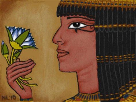 An Egyptian Woman Holding A Flower In Her Hand