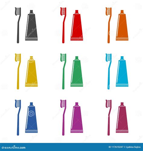 Tooth Brush With Toothpaste Icon Toothbrush Icon Color Icons Set