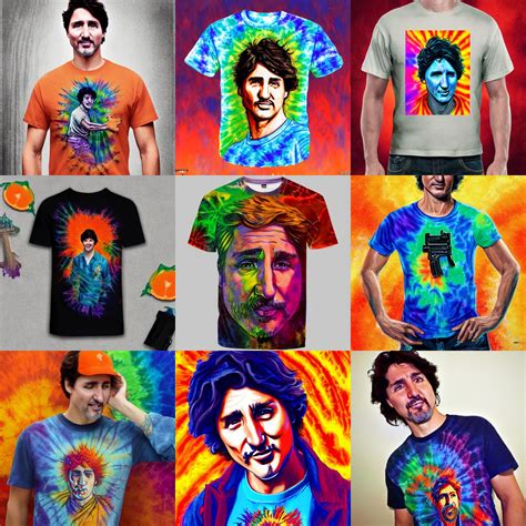 KREA Justin Trudeau Wearing Tiedye Tshirt Holding A Glock Orange