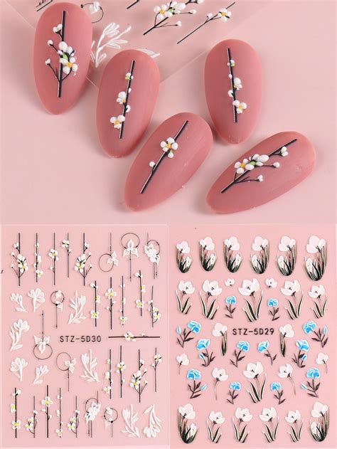 2sheets Flower Pattern Nail Art Sticker Flower Pattern Nails Finger