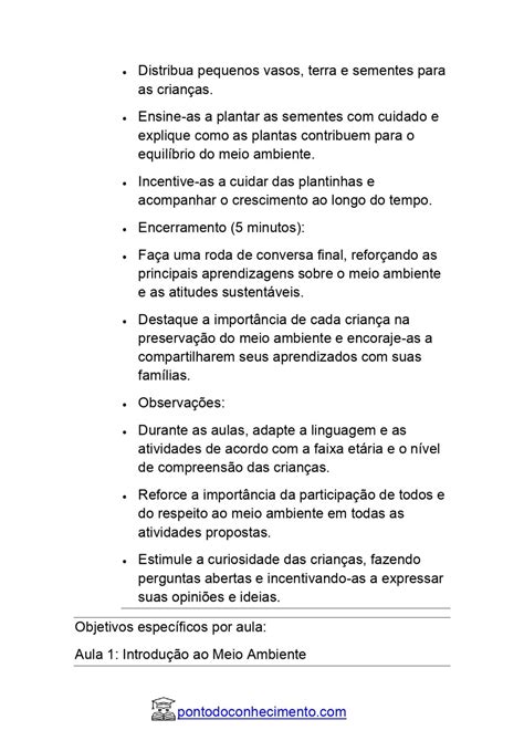 Plano De Aula Completo Sobre Meio Ambiente Para Educação Infantil