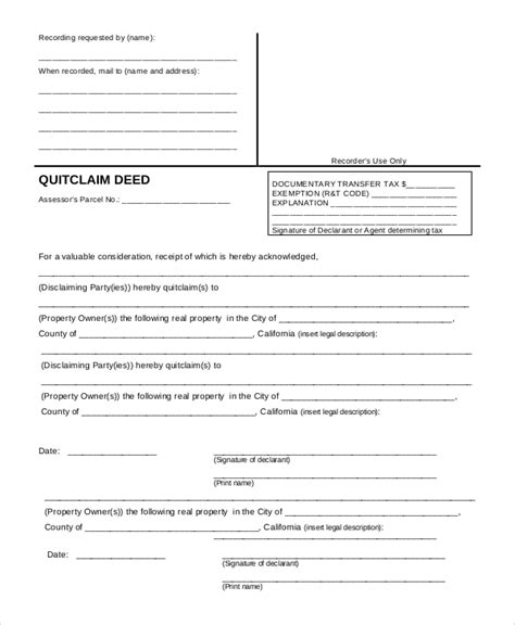 FREE 9 Sample Quick Claim Deed Templates In PDF MS Word