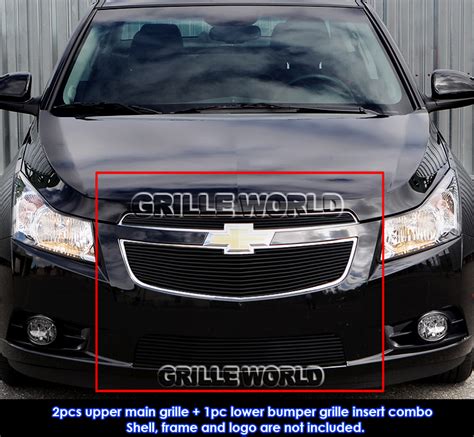 For 2011 2014 Chevy Cruze Ltltz Black Billet Grille Grill Insert Combo