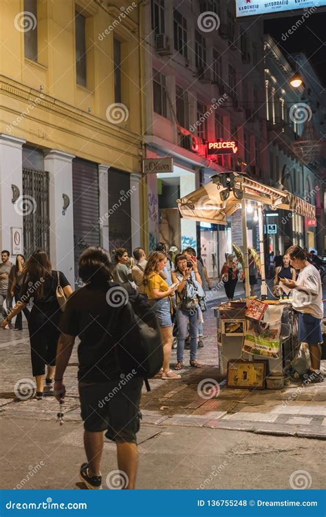 Athens Greece September 16 2018 Nightlife Street Athens Editorial