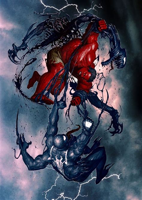 Amalgamated Symbiosis Red Hulk Vs Venom By Rock He Kim