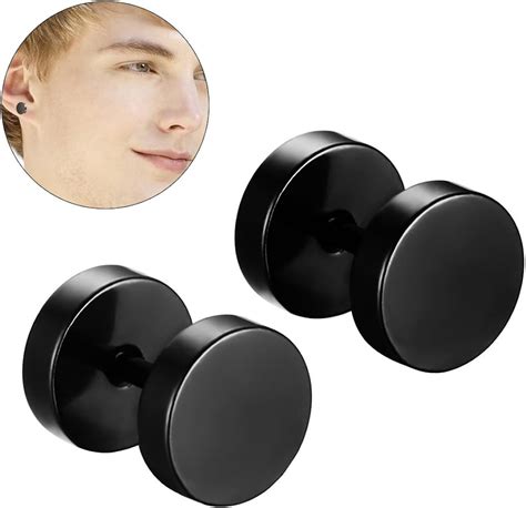 Fake Acrylic Ear Piercing Black Circles White Peripheral Stripe