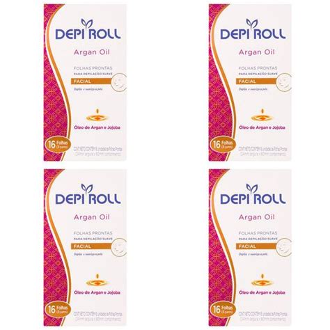 Kit 4 Und Folha Pronta Depi Roll Facial Argan 16 Und Depi Roll