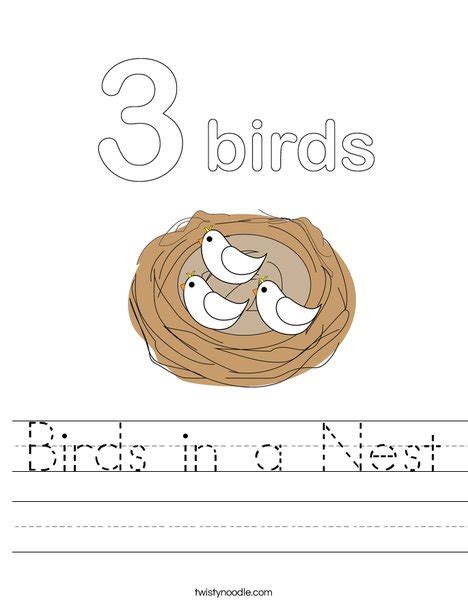 Birds in a Nest Worksheet - Twisty Noodle