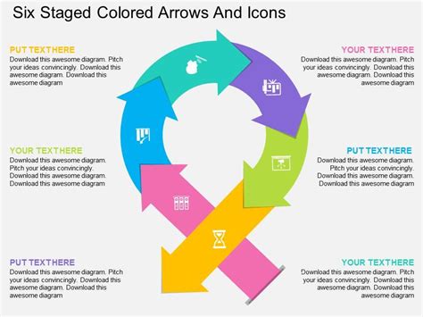 ur Six Staged Colored Arrows And Icons Flat Powerpoint Design ...