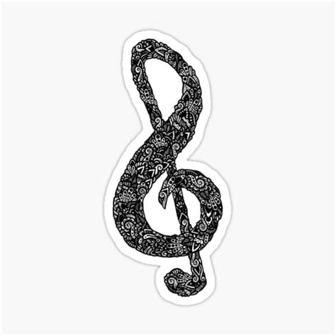 Treble Clef Zentangle ByVArte Sticker For Sale By ByVArte Redbubble