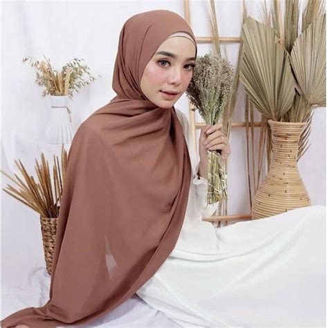 Jual Pashmina Polos Ceruty Baby Doll Pashmina Terlaris Bahan Seruty