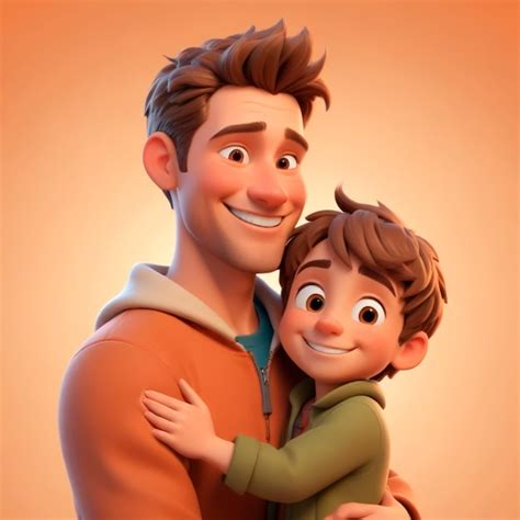 Premium Photo Cartoon Of Father And Son Smiling